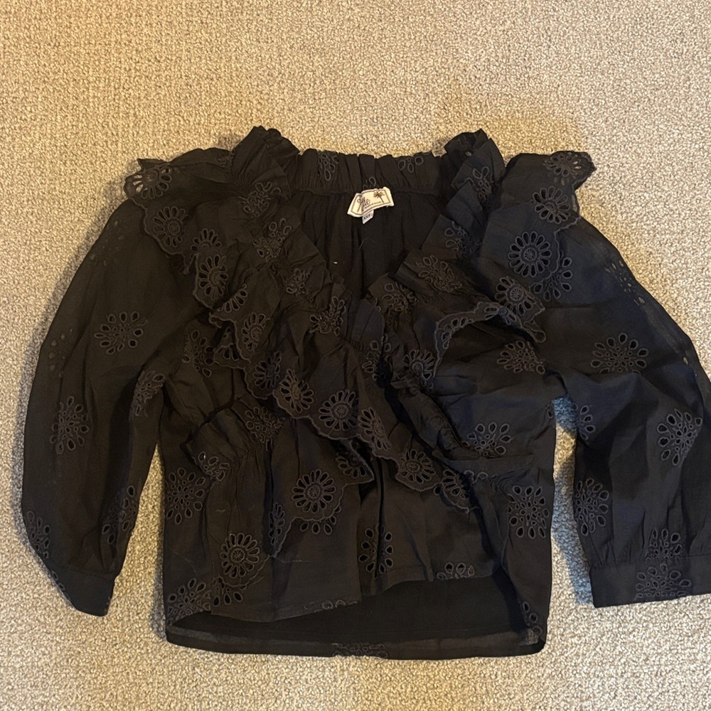 Chic Black Eyelet Women's Blouse